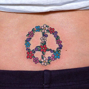 ピースマーク　花　平和　腰